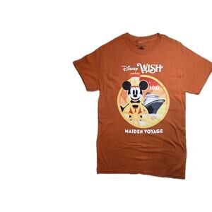 2022 Disney Cruise Line Wish Maiden Voyage Kids T-Shirt Orange Small 27L X 16.5W